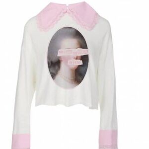 SELKIE god save the queen romantics sweater in white/pink XL